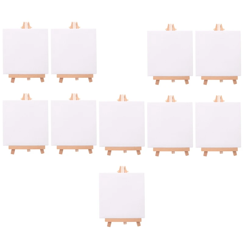 アーティストのためのミニキャンバス描画クラフトセット、小さなテーブルイーゼル、DIY絵画ギフト、10セット