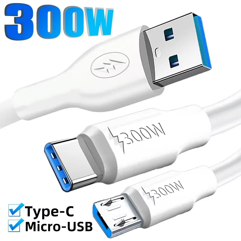 300W Super Fast Charging Micro USB Type C Data Cables High Speed Transfer for Samsung Huawei Android Type-C Quick Charge Cord