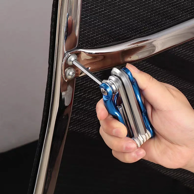 Foldable hex socket wrench tool set, plum blossom screwdriver, multi-functional portable hexagonal wrench.