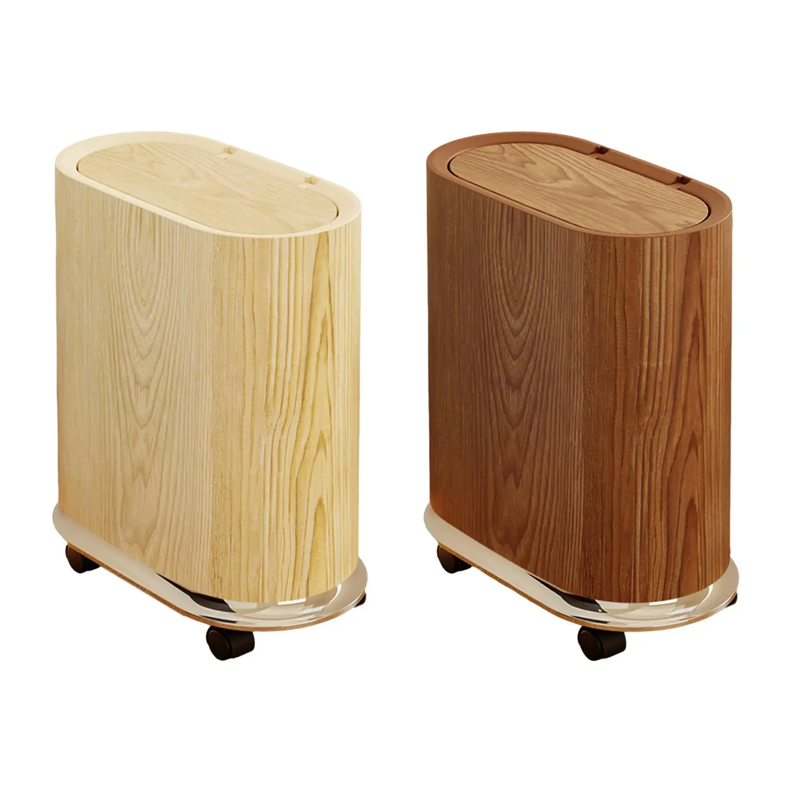 

Trash Bin with Removable Wheels Rubbish Basket Sealed Lid Space Saving Waste Bin, Trash Can Garbage Can for Home, Bathroom