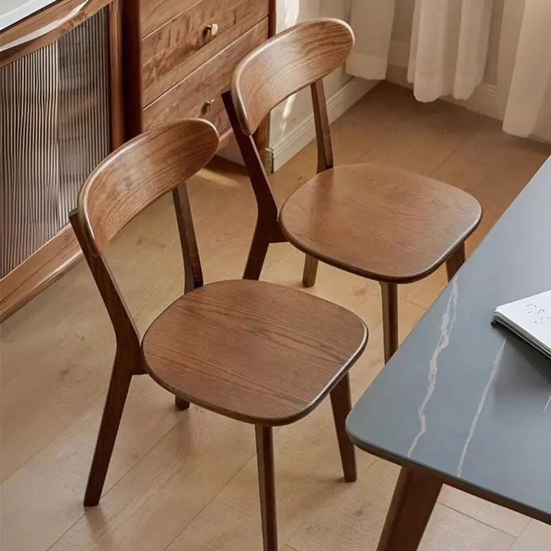 Solid Wood Dining Chair Nordic Back Home Modern Dining Table and Simple Restaurant Stool Eating Louis Chair
