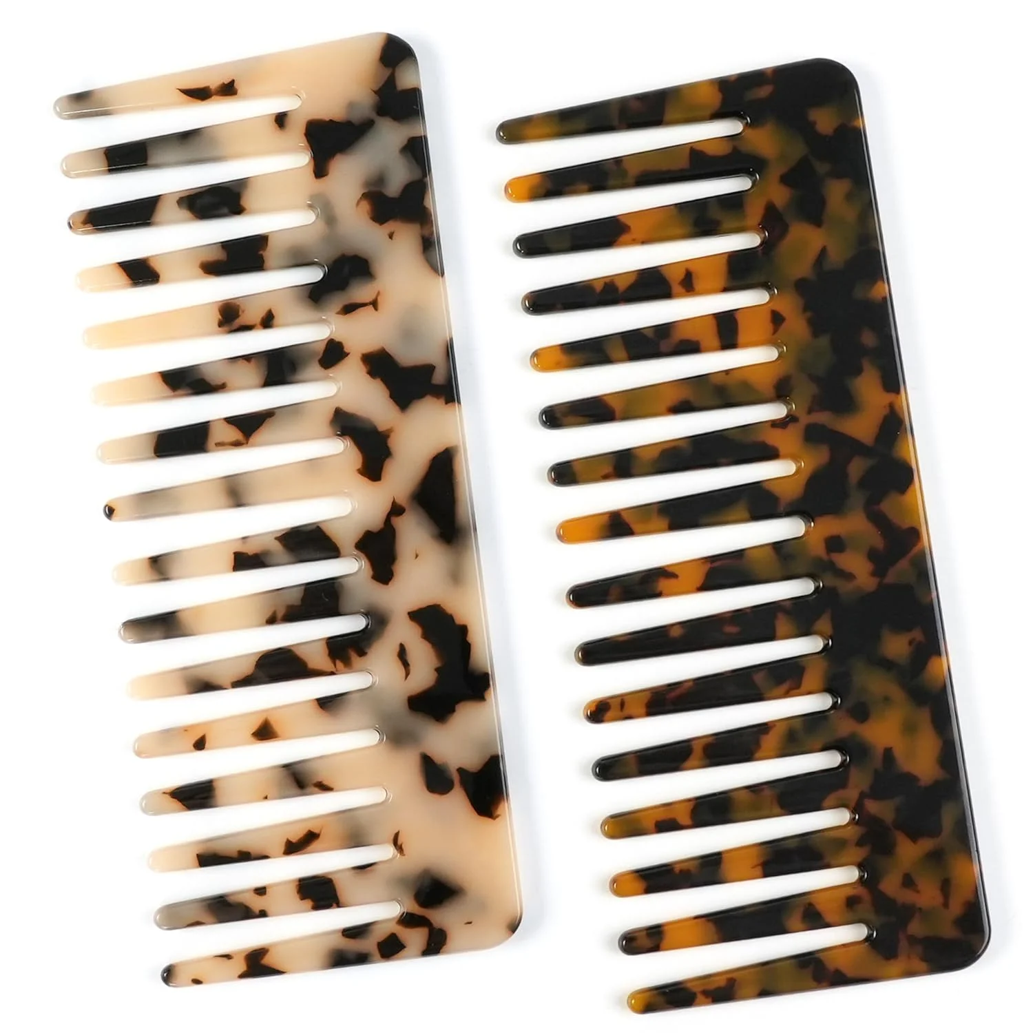 2 Pack Large Cellulose Acetate Hair Detangling Comb, 5.9 Inch Wide Tooth Comb for Wet and Dry Hair, Large Wide Tooth Combs for W