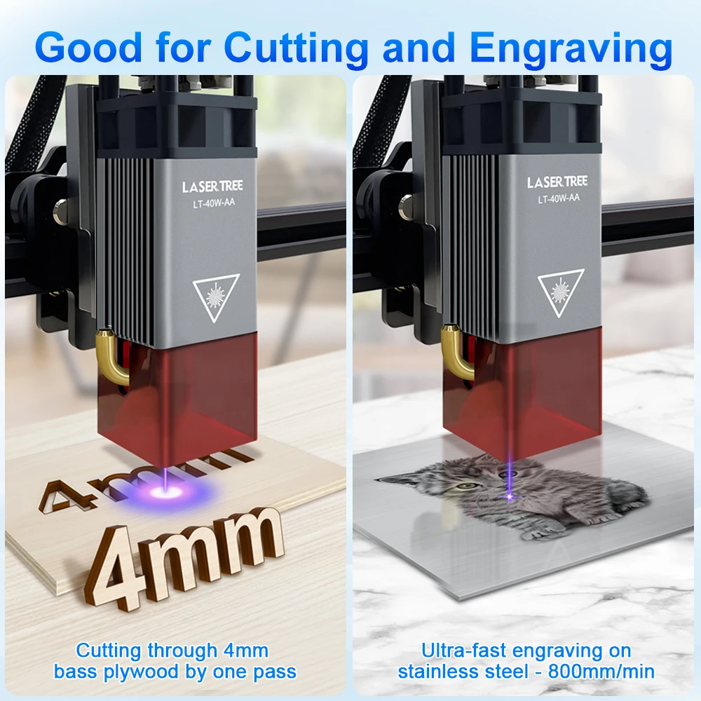 LASER TREE 5W 10W 20W 30W with Air Assist Laser Head 450nm TTL Blue Light Module for CNC Engraving and Cutting Woodworking Tools