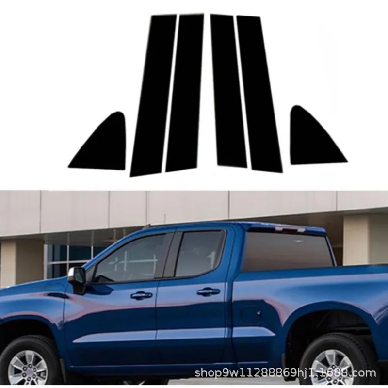 Para Chevrolet Silverado Sierra 1500 2024, Moldura Negra Modificada para Ventana, Adhesivo para Pilar Central Silverado