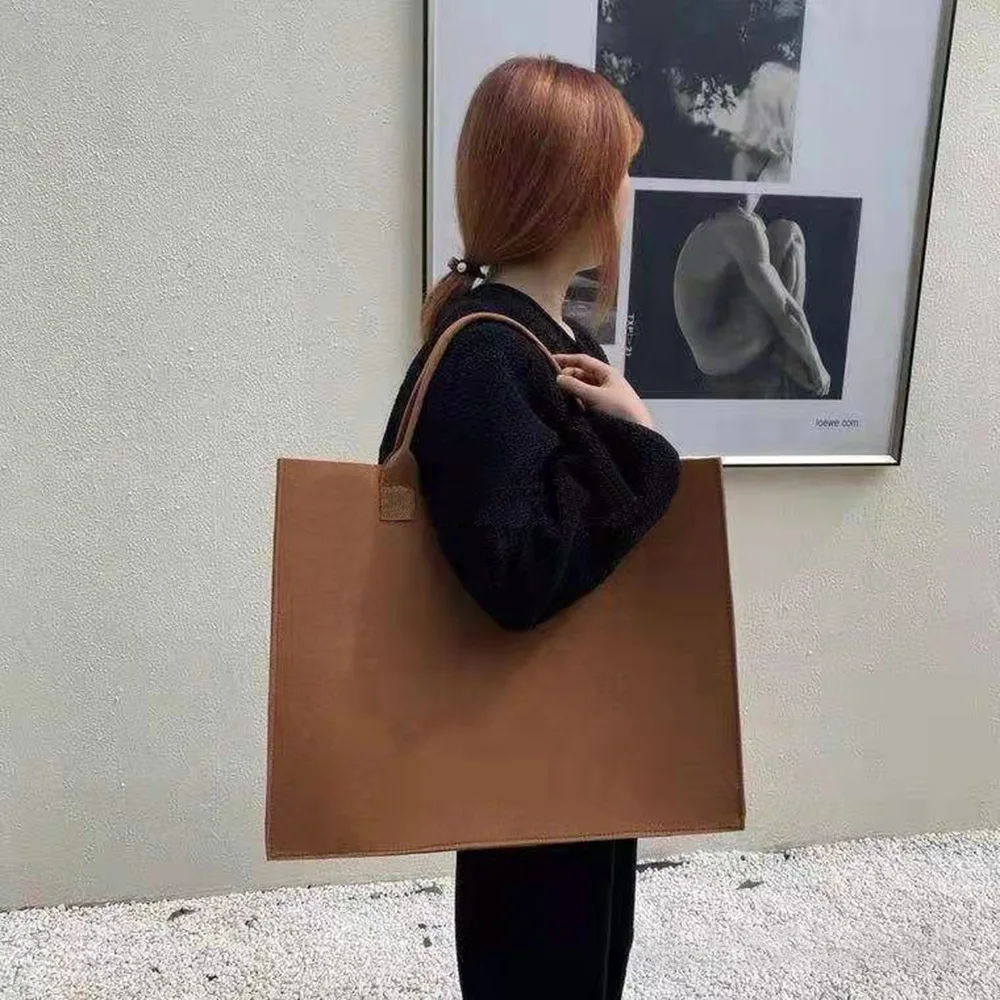 Multifunction Felt Shopping Bags Large Tote Bag For Grocery Reusable Gift Bag With Handle Toy Sundries Storage Organizer Handbag