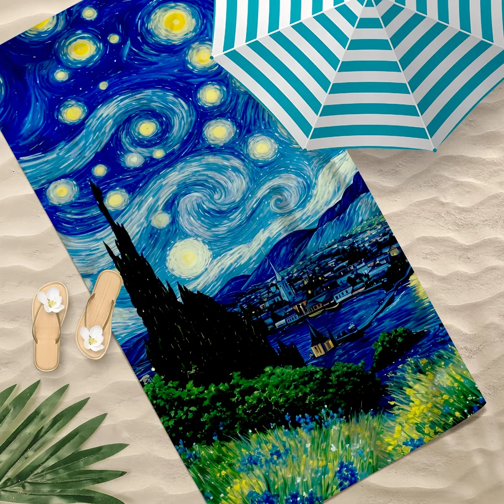 

V-van G-Gogh ART Полотенце Пляжное быстросохнущее мягкое полотенце для бассейна Подарок для путешествий Тренажерный зал Душ Кемпинг спорт
