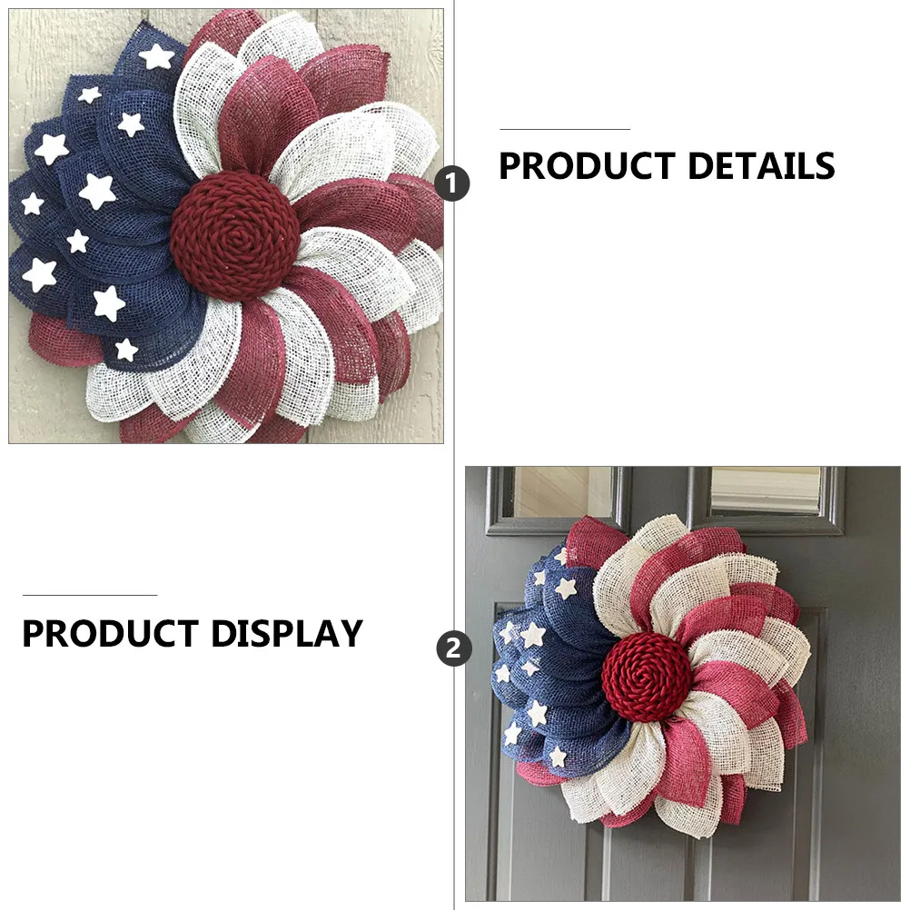

Стильный американский венок ко Дню независимости для украшения двери — прочная патриотическая гирлянда, идеальный декор для дома к празднику в США.