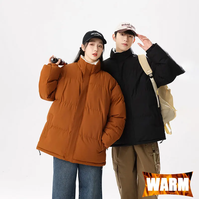 الشتاء سترة خارجية يندبروف الوقوف طوق دافئ بلون معطف في الهواء الطلق عارضة الرياضة الجري المشي لمسافات طويلة الشتاء الدافئة زوجين سترة