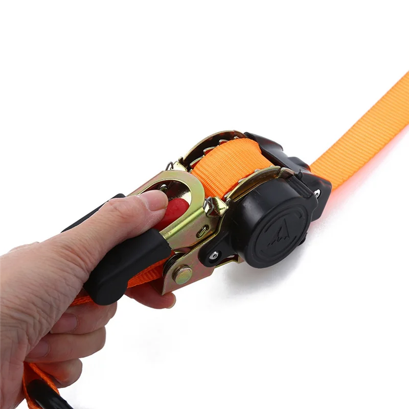 A53Q-Retractable 2M Auto Shrink Bundle Tape Luggage Securing Tensioner Belt Ratchet Strap