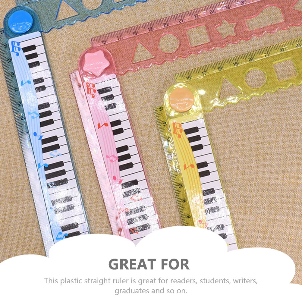 10pcs Piano Ruler Plastic Straight Ruler For Kids Students Children School Office Home Portable Measuring Tool Drawing Mapping