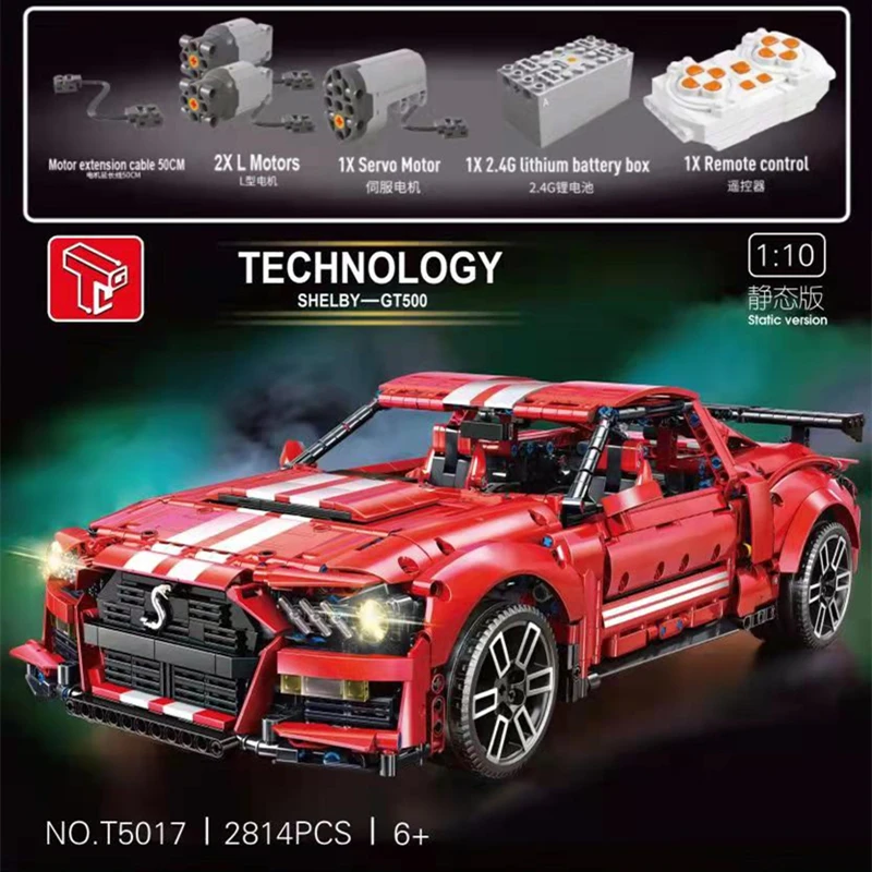 Disponibile High-Tech T5017 2814Pcs RC APP Mustang Super Sport Racing Car Model Building Blocks mattoni giocattoli regali di natale per bambini