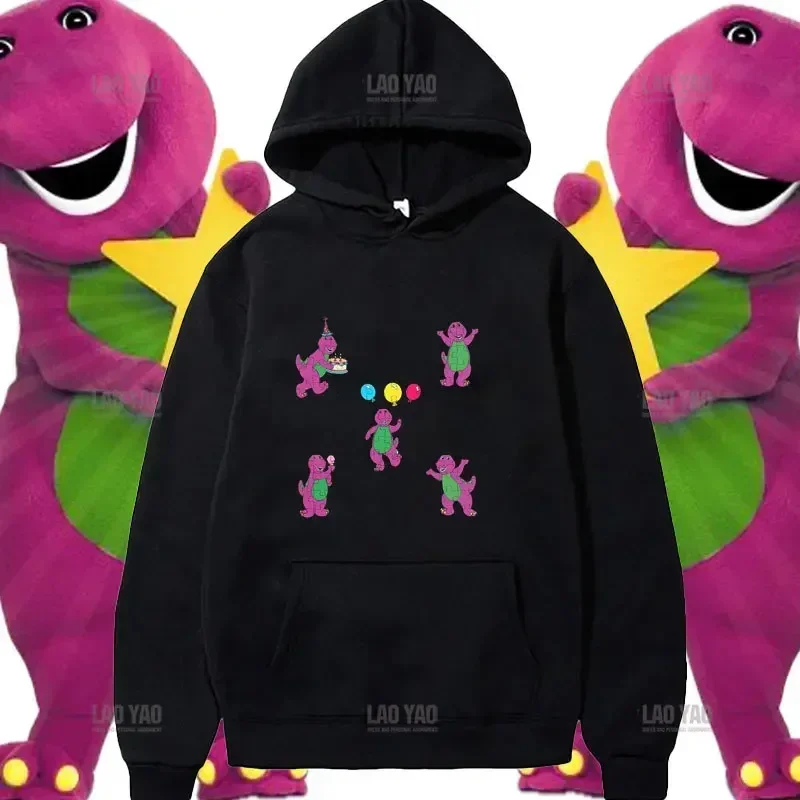 2023 New Cartoon T-shirt Dinosaur Barney & Friends Hoodie Trend Men's and Women's Sweatshirts Fun Casual Hoodies