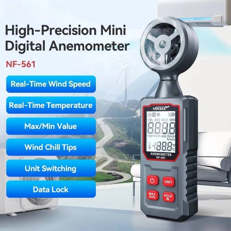 NF-561 Digital Anemometer High-Precision Mini Wind Speed Meter for HVAC Drones & Outdoor Use