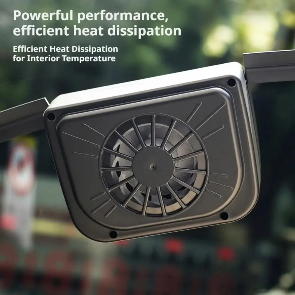 ABS Solar Car Fan Auto Air Vent Window Radiator Cooling Ventilator For Sedan SUV Truck Interior Heat Removal Black