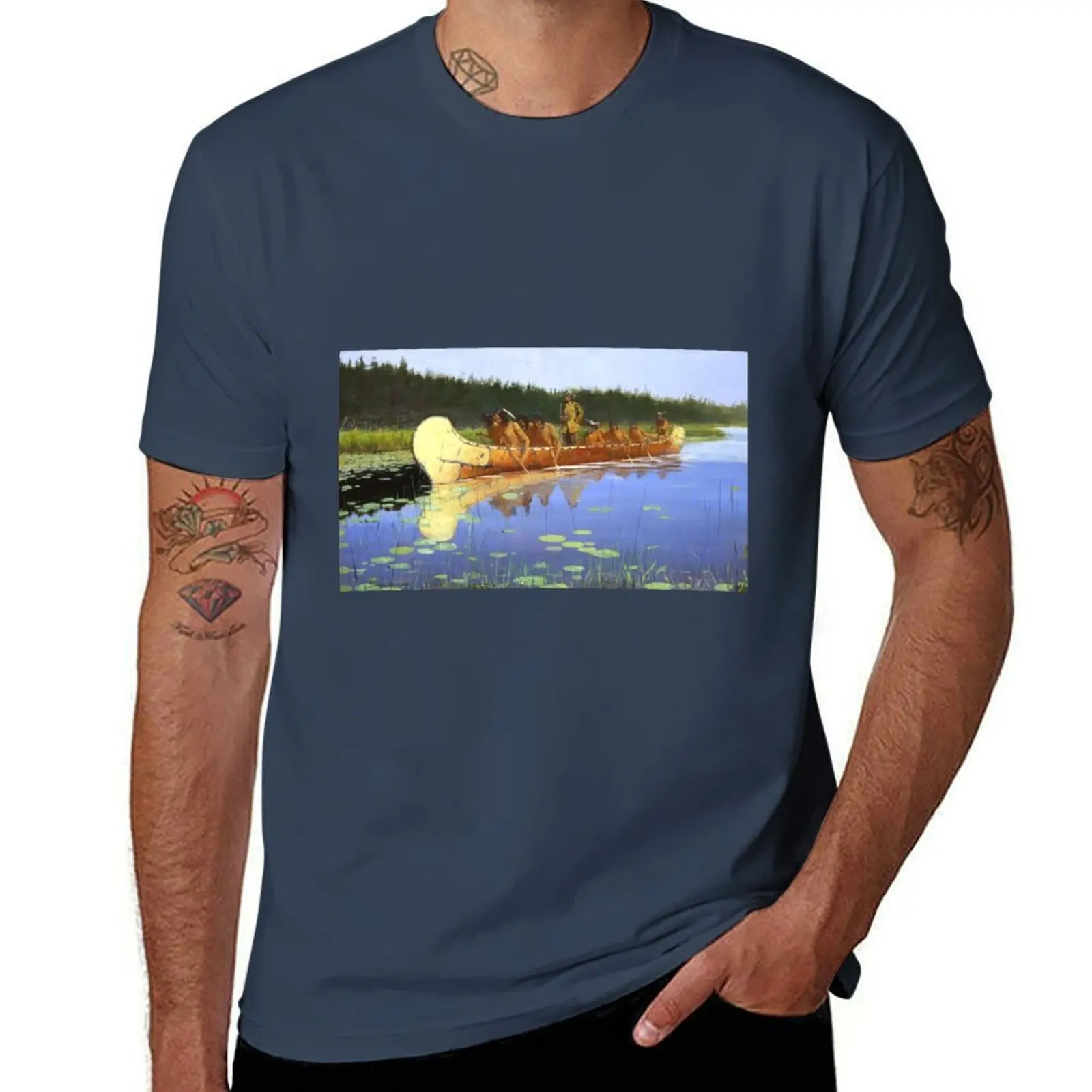 Remington and [REMASTERED]Radisson - 1905 Frederic Groseilliers T-Shirt Relaxed Casual Short Sleeve Tee