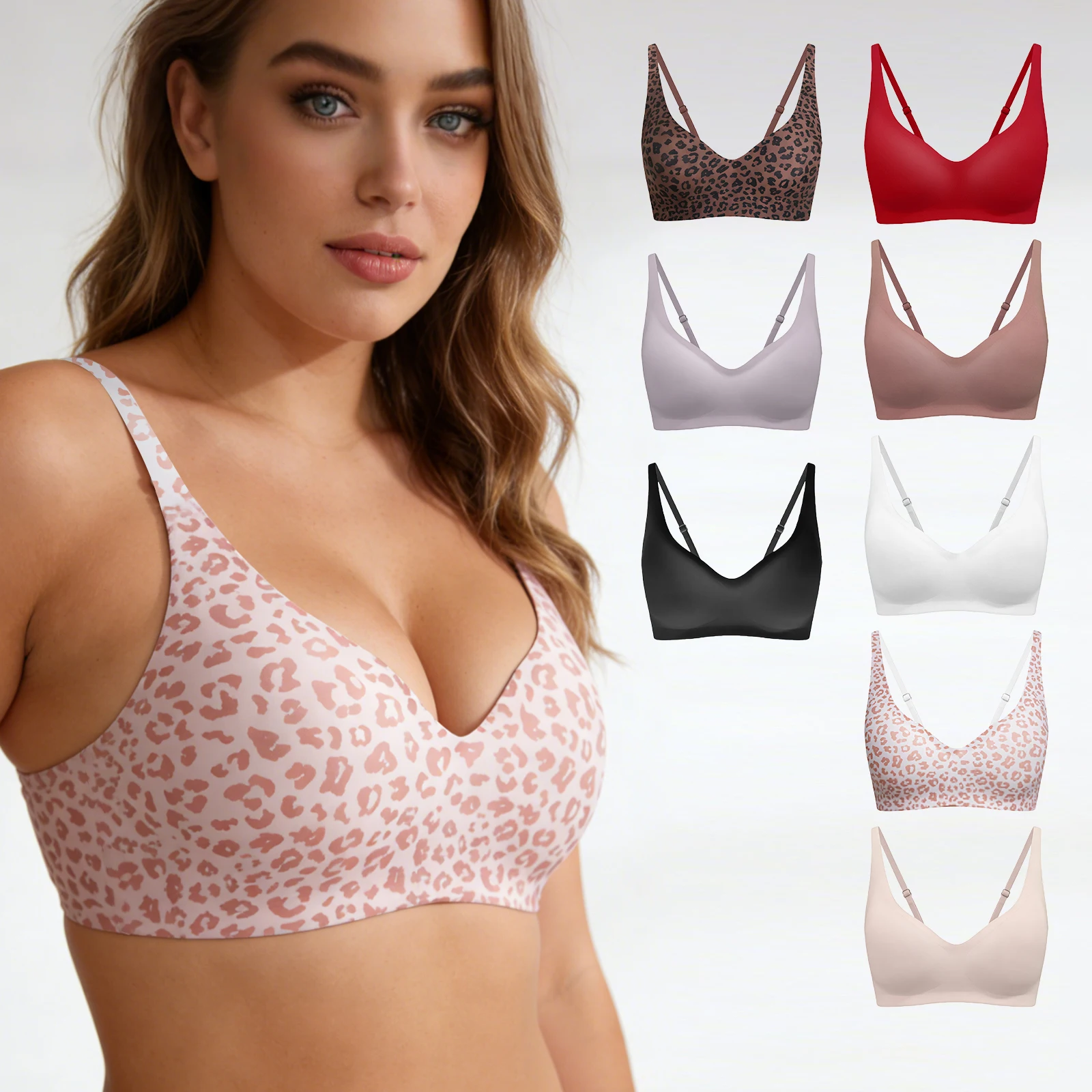 Multi Color Sexy Deep V Bra Seamless Lift Up Chest Smoothing Push Up Breathable Comfortable Lifting Daily Use No Underwire Bra