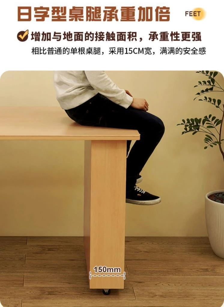 Rotating island table, dining table integrated foldable side cabinet, household log wind bar table