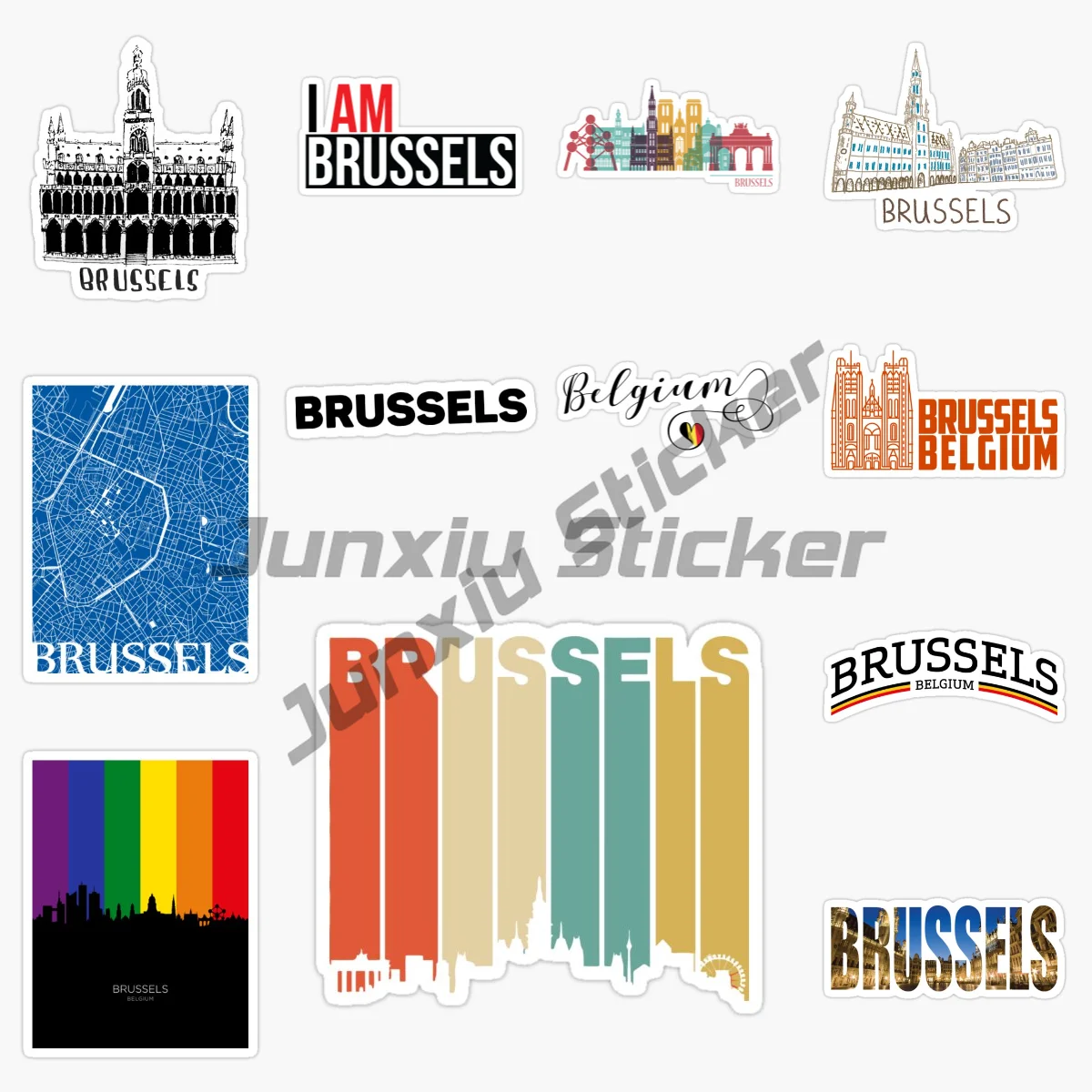 

BRUSSELS BELGIUM Flag European Travelers Souvenir Label Car Sticker Vinyl Waterproof Graffiti Sticker for RV VAN Occlusion Decal