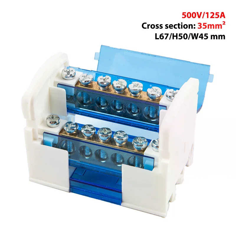 Din Rail Terminal Block WKH-207 Modular Distribution Block Screw Universal Electric Wire Power Junction Box