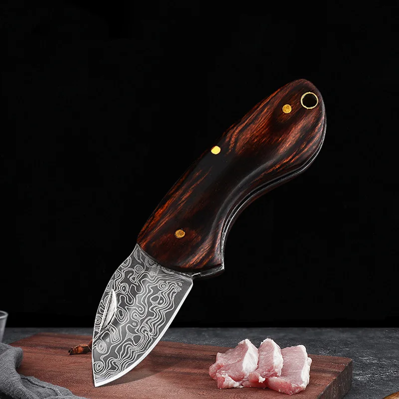 Folding Knife Slicing Meat BBQ Fruit Boning Knife Fish Filleting Kitchen Knives Hand Forged Wooden Handle Utility Knives Tools