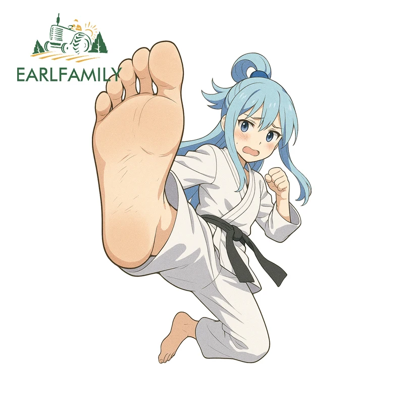 EARLFAMILY Aqua Karate Cute Anime Car Stickers Fashion Cool Cartoon Decals Nice High Quality Motorcycle Accesorios Para Auto