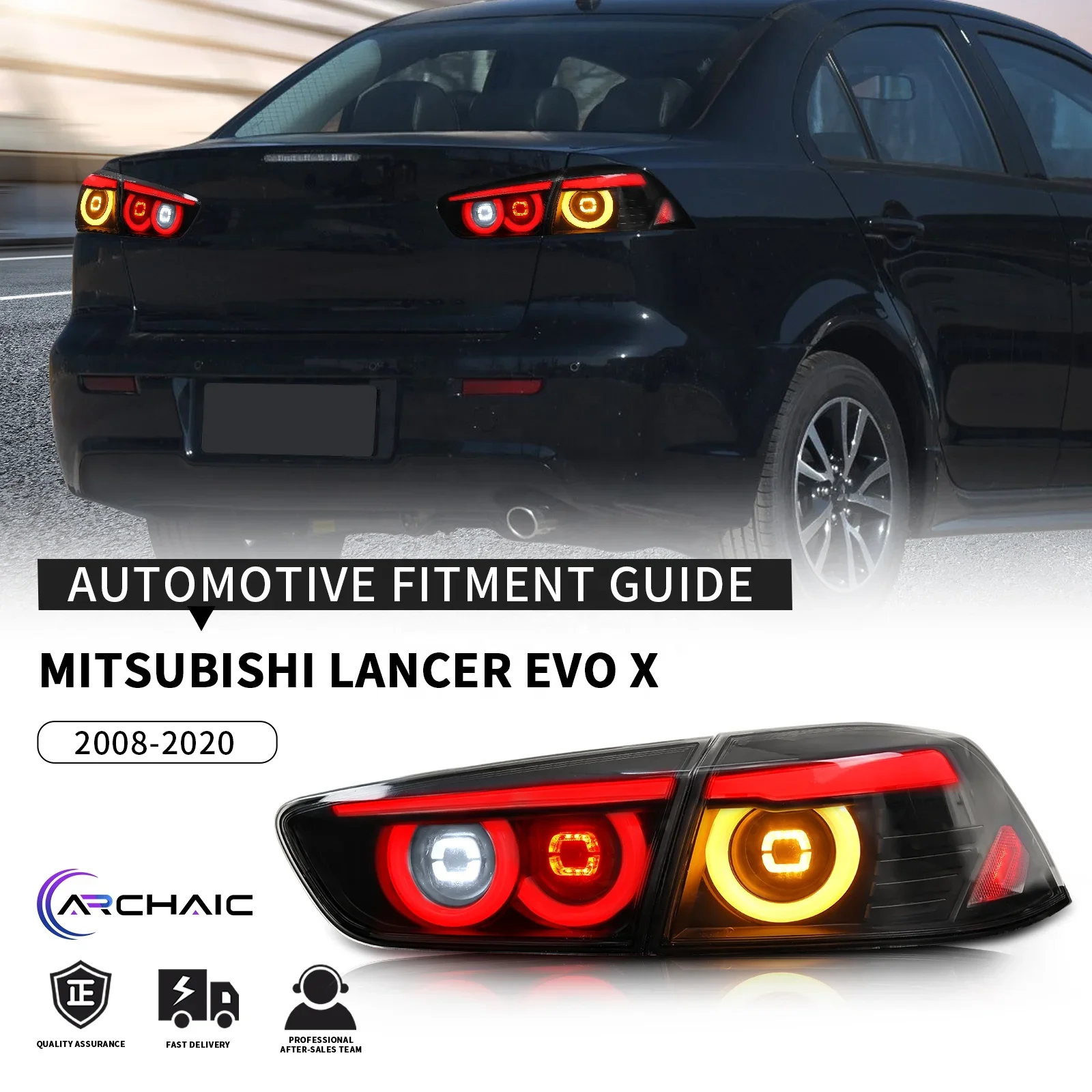 Archaic Newest Taillights For Lancer EVO EX ES JDM Style Tail Light 2008-2023 Taillight W/Sequential Turn Tail Lights