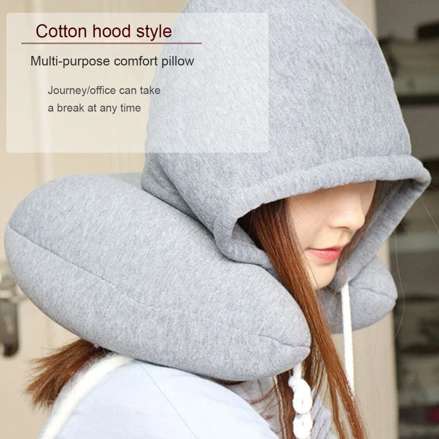 1 ชิ้นใหม่ Ergonomic Hooded Memory Foam หมอน - U - Shape Contour สําหรับ Ultimate Sleeping Support, เบาะรองคอนุ่ม, เหมาะสําหรับ Trav