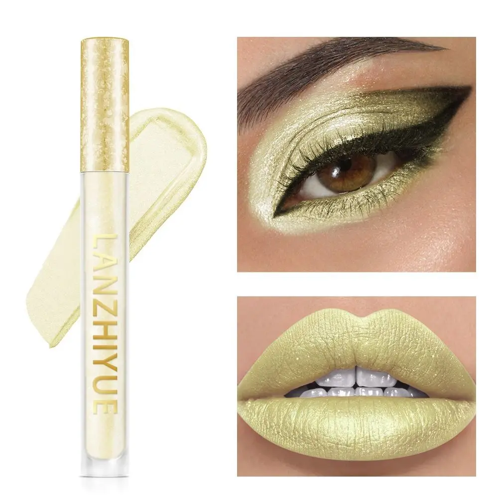 Double Use Metallic Liquid Lip gloss wasserdicht langlebige hoch pigmentierte schimmernde Gold Lippenstift nicht verblassen Lidschatten Frauen