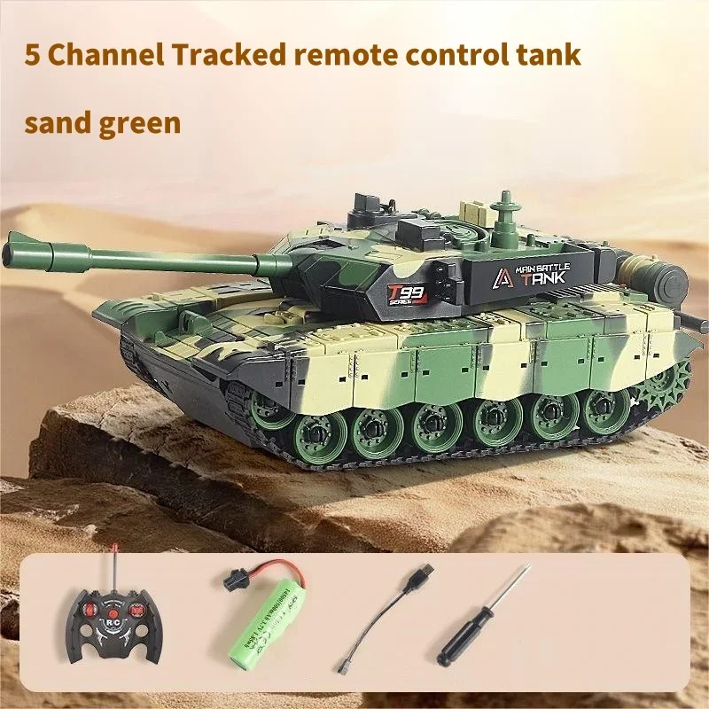 Rc Tank 2.4G 11Ch Remote Control Crawler Tracked Tank Electric Battle Tank Toy for Boys Kids Green War Tank Gift for Child