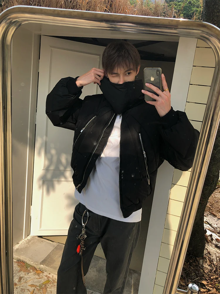 

American Sle Bomber Jaet Youth Faion ort Baseball Coat Men's Cotton Workwear Outerwear Winter Thiened Zipper Closure