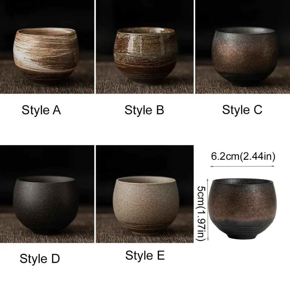 Kung Fu Tea Set Japanese Stoneware Tea Cup 80ml Retro Master Cup Ancient Style Handmade Coffee Mug Afternoon Tea