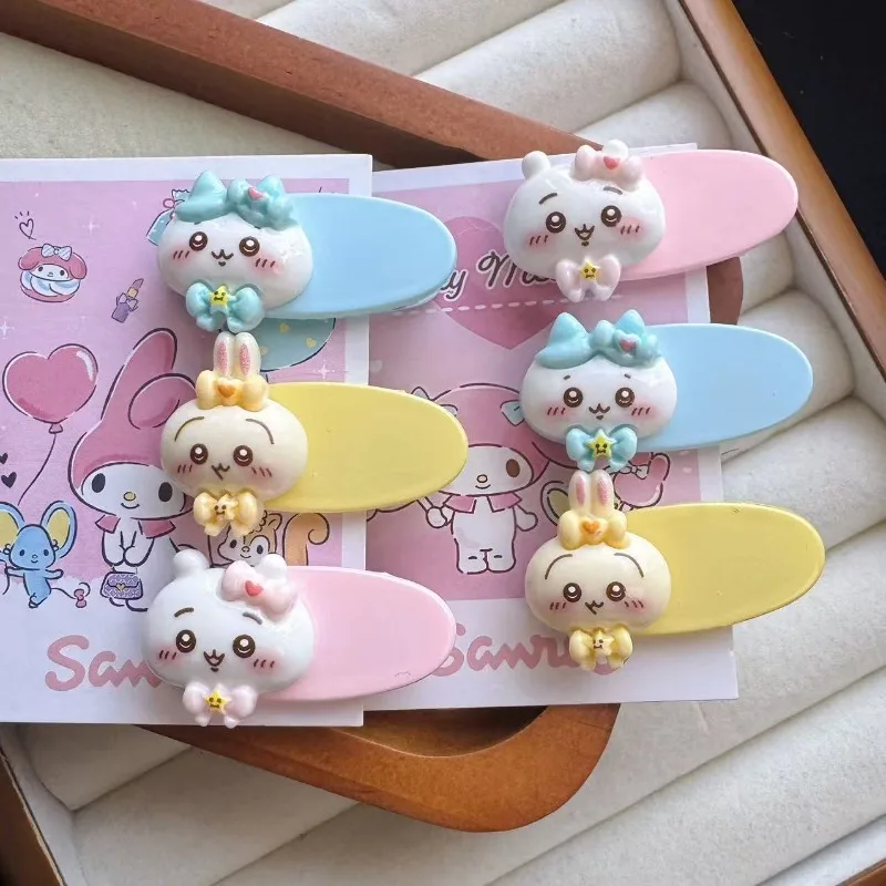 chiikawa cartoon headdress hair accessories duckbill clip oval sweet cute girl bangs side hair accessories.