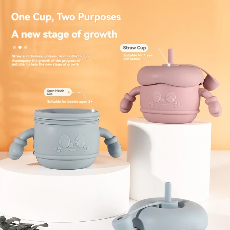 

Детская силиконовая чашка для питья — термостойкая чашка для молока и воды для детей, тренировочная чашка против падения с мягкой ручкой, безопасная для горячего