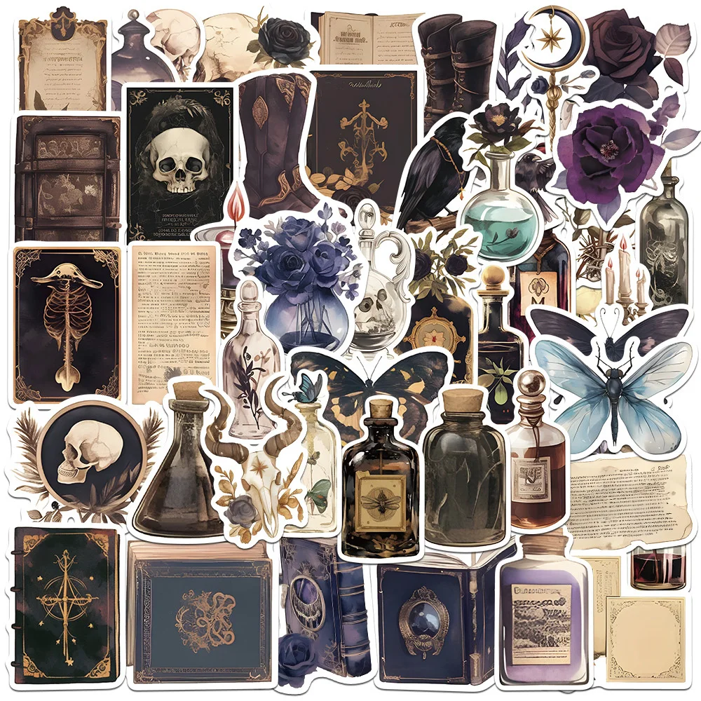 10/30/50/100pcs Vintage Gothic Stickers Retro Horror Decals Cool Graffiti Suitcase Scrapbooking Laptop Vinyl Cool Sticker Packs