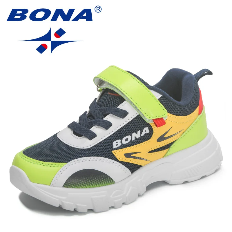 BONA 2023 New Designers Popular School Sports Mesh Shoes For Kids Tennis Casual Sneakers Children Running Jogging Shoes Girl Boy