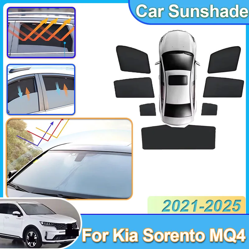 

Для Kia Sorento MQ4 2021 2022 2023 2024 2025 Автомобильный магнитный солнцезащитный козырек Автоаксессуары Солнцезащитный крем для окон с защитой от УФ-лучей и сеткой Солнцезащитный козырек Инструмент