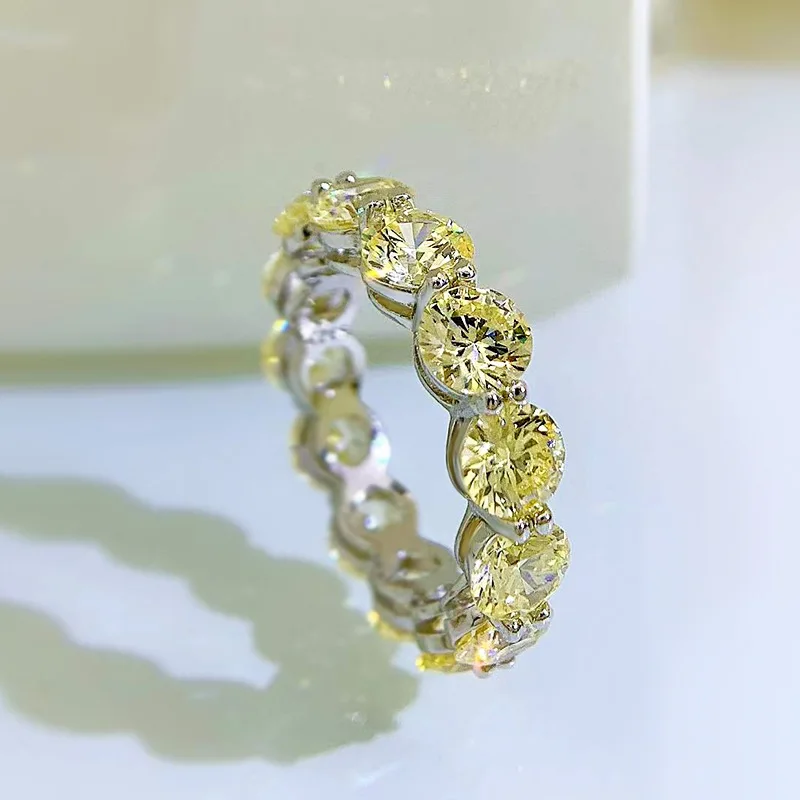 

2023 New S925 Silver Ring Zircon 5mm Full Diamond European and American Fashion Wholesale Ring Ring for Women