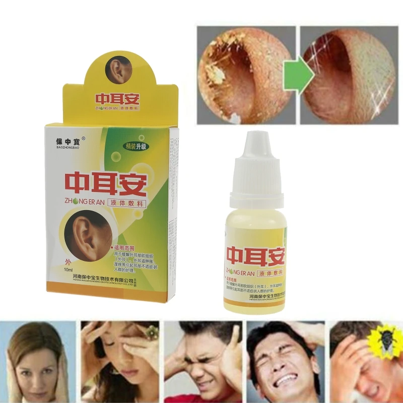 10ml Herbal Ear Nourishing Drops Acute Otitis Media Tinnitus Cleaning Liquid Dropship