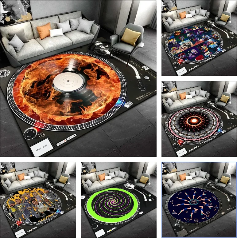 2D Classical Music Vintage Vinyl Record Area Rug,Carpet Rug for Living Room Bedroom Sofa Decoration,Kid Play Non-slip Floor Mat