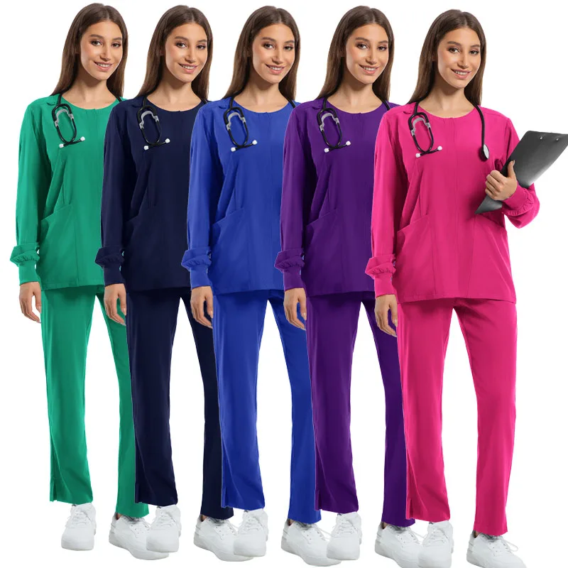 

Nurses Medical Scrub Jacket Wholesale High-quality Nursing Wear Medical Scrubs Spa Uniform Unisex Doctor Nurse Work Clothes Coat