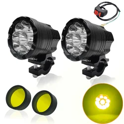 Led Lights For Motorcycle Headlight Additional Long Range Round Flashing Fog lights High/Low/Strobe Auxiliary Front Spotlights