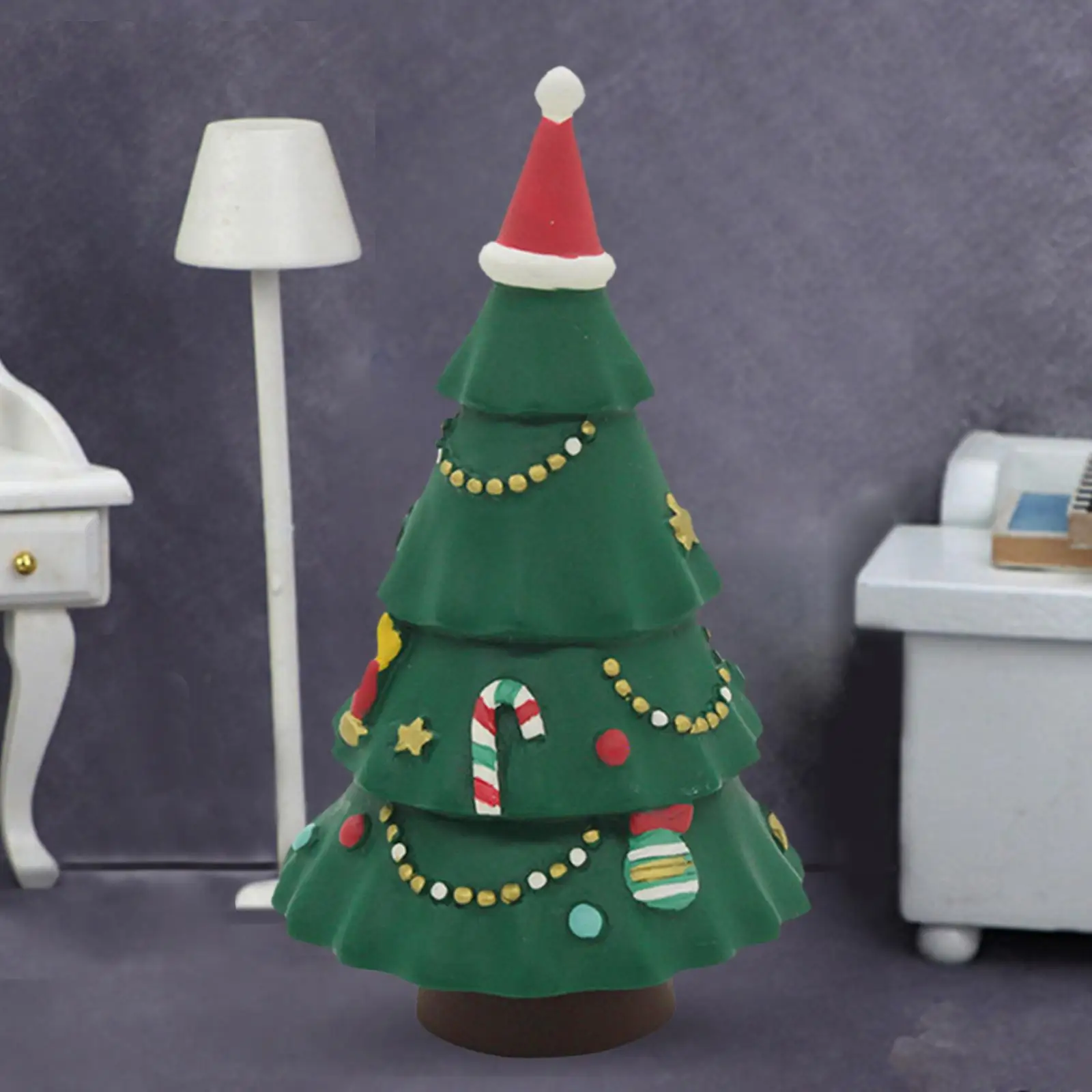 Modelo de árbol de Navidad de casa de muñecas 1:12, árbol de Navidad en miniatura, bricolaje, adornos de vegetación pequeños simulados para Micro paisaje