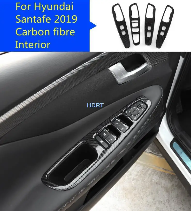 For Hyundai Santa fe Santafe 2019 2020 2021 Car Carbon fibre Interior Decoration Handrail Gear Control Button outlet Decoration