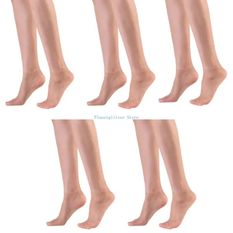 652b 5 أزواج من النساء فائقة الجوارب الكاحل رقيقة في الكاحل تنفس الأصفاد الحريرية غير الحريرية جوارب قارب قصير قطع #3