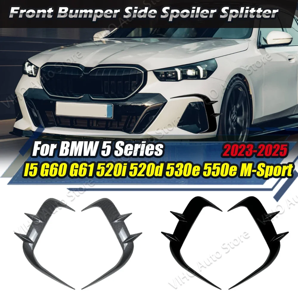 For BMW 5 Series i5 G60 G61 520i 520d 530e 550e M Sport 2023 2024 2025 Car Front Bumper Side Canards Splitter Spoilers Body Kits