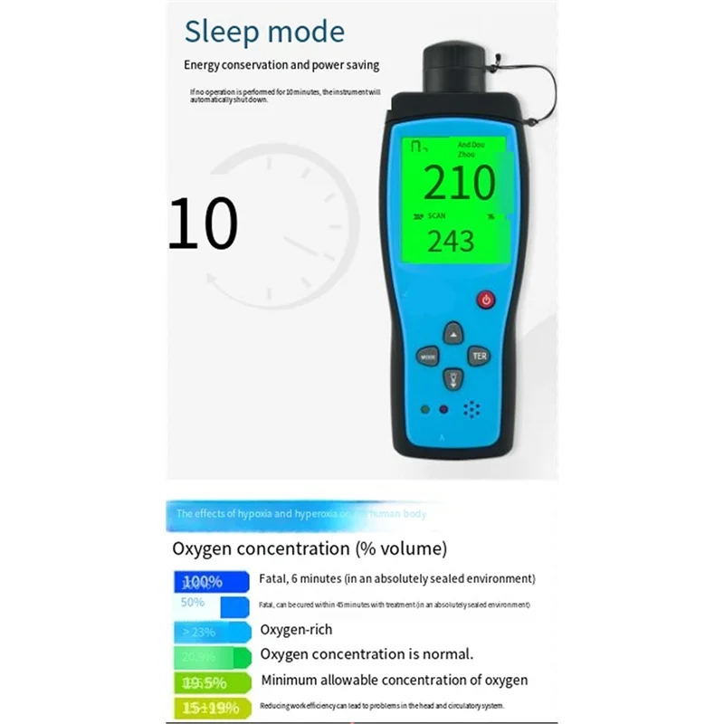 Rilevatore di gas ELECT-O2 Display LCD ricaricabile Rilevatore di ossigeno AR8100 SENSORE intelligente Monitor di ossigeno Misuratore di gas O2