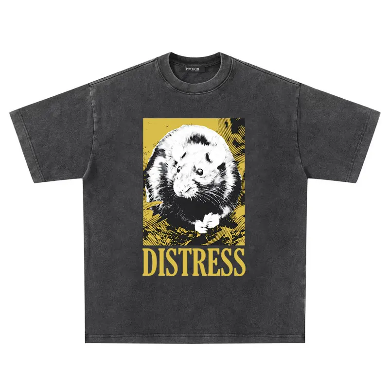 

Washed Vintage Funny Meme Japanese Style Rat Graphic T-shirts Distress Tshirt Men Casual Oversized T Shirts Male Fahsion T Shirt