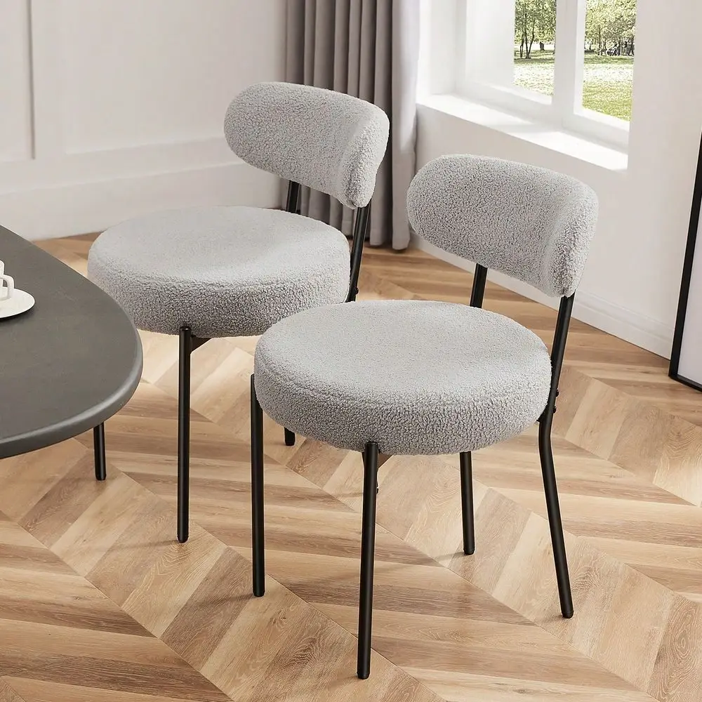 

Dining Chairs Set Of 2, Mid Century Modern Chair Round holstered Curved Backrest, Kitchen Vanity Living Room Chairs With Blac