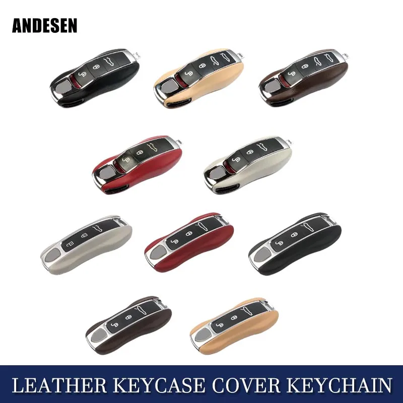 

Leather car intelligent key case keychain suitable for Porsche 911 Macan Boxster Cayenne Panamera Taycan Cayman 971 9YA 718