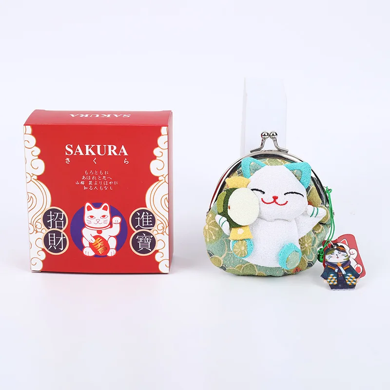 Adorable Kids' Wallet - Handmade Japanese Maneki-neko Coin Purse, Cute Canvas Wallet for Girls, Birthday Gift
